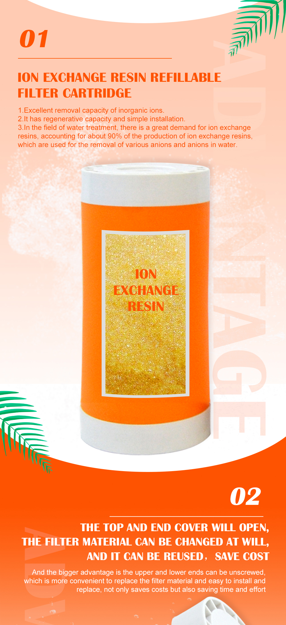 refillable ion exchangeresin cartridge